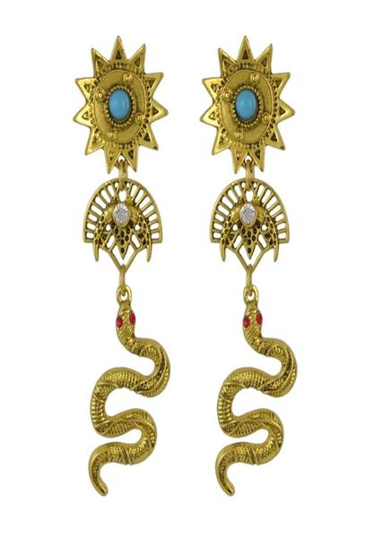 

2 colors trendy retro snake punk metal rhinestone party earrings8699332, Silver