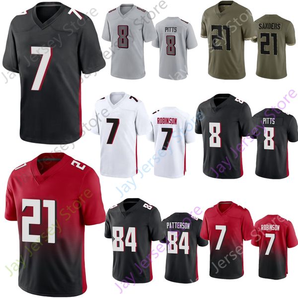 

custom deion sanders football jersey bijan robinson kyle pitts patterson desmond ridder london allgeier heinicke jarrett huntley grant walke, Black;red