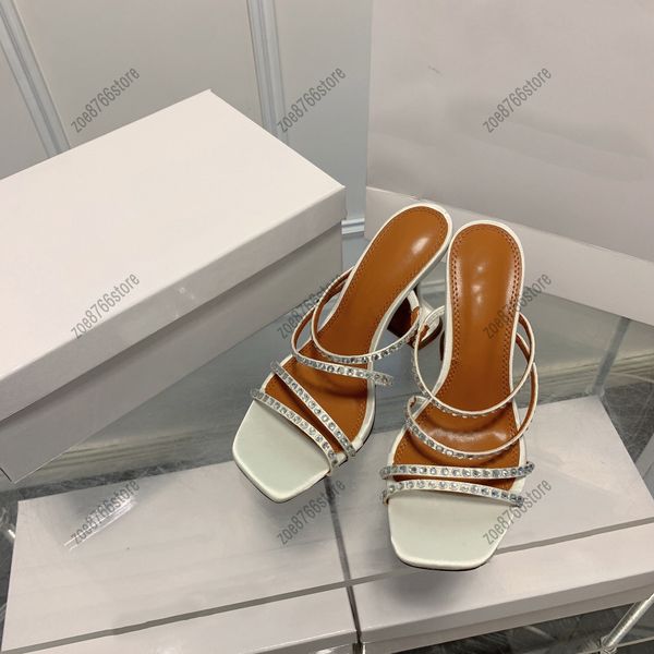 

lace-up lady open toe sandals with diamond strap sparkling diamond chain lady high heels designer lady white blue brown fashion classic ladi, Black
