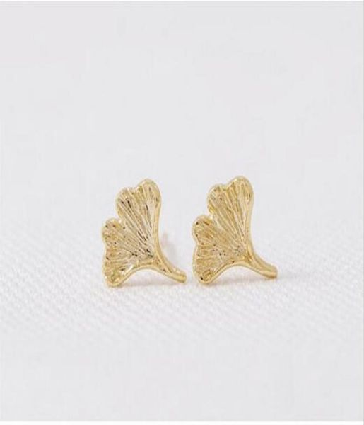 

fashion ginkgo biloba stud earrings whole 0123456785934651, Golden;silver