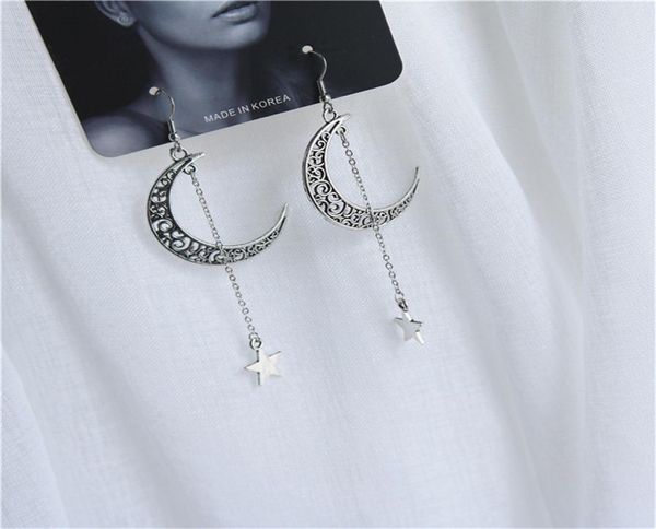 

gothic retro punk moon stars stud earring for women girl jewelry fine statement earrings pretty gift decoration1266839, Golden