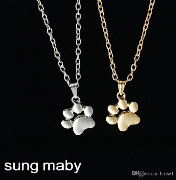 

foreign trade explosions jewelry cute animal cat feet 18k goldplated necklace selling accessories whole 4108021, Silver