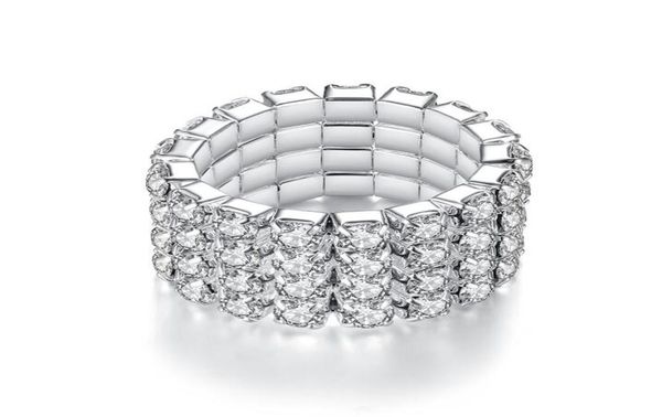 

2019 new 1 2 3 4 layer elastic crystal ring silver tennis rings for women wedding engagement jewelry3540059