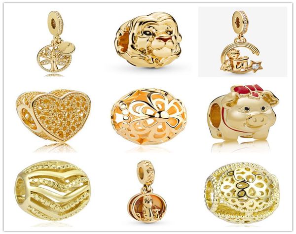 

moq 20pcs gold family tree openwoek flower lion bead charm bead fit original bracelet jewelry diy j0017156358, Bronze;silver