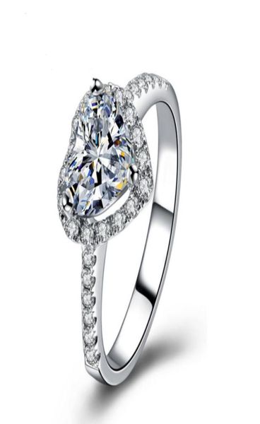 

austria crystal rhinestone heart finger rings for women fashion jewelry accessories charm for valentine039s gift7000935, Silver