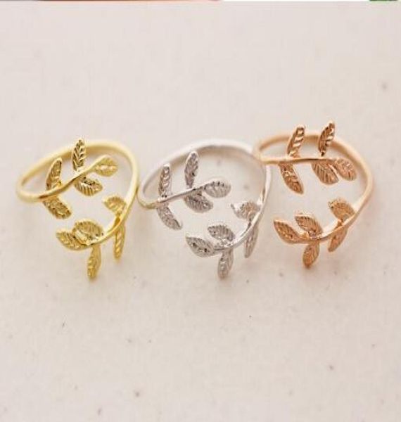 

10pcslot fashion 18k gold plated rings leaves pattern rings for women whole 5879780, Golden;silver