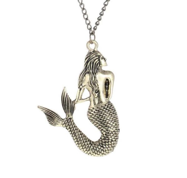 

mermaid pendant necklace bronze chain necklaces01234566943907, Silver