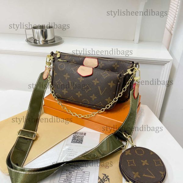 

fashion old flower luxury women's designer bag favorite multi pochette women purse handbags leather shoulder messenger bag 3 piece sets