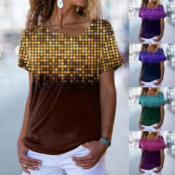 

womens tshirt summer womens fational printed painting short sleeves shinely 3d printed pullover v neck female oversized 230707, White