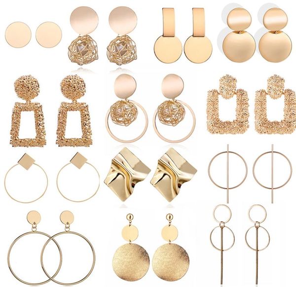 

trendy fashion elegant metal hoop earring woman 2019 new vintage gold color korean statement drop earrings accessories brinc4421062, Silver