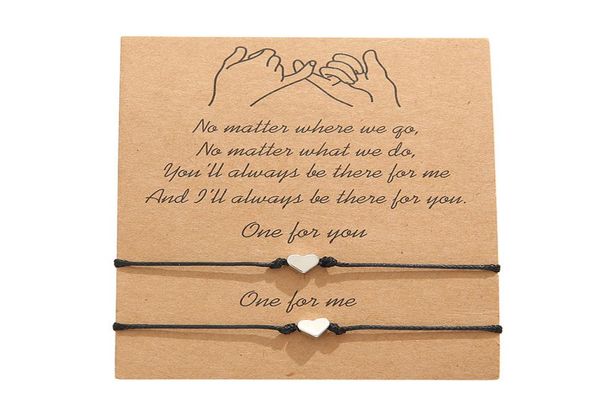 

2pcsset love hearts infinity charms adjustable bracelets red black string rope women men trendy handmade friendship jewelry chris1158389, Golden;silver
