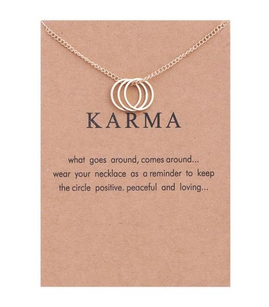 

temperament three circles chram pendant necklaces gold silver plated short clavicle chain necklace with gift card for women lady g1263836