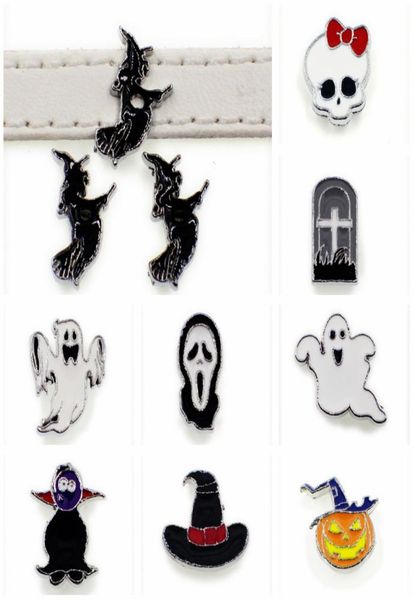 

10pcs 8mm halloween witch pumpkin slide sharms wristband charms fit 8mm pet collar wristband bracelet jewelry making1452287, Bronze;silver