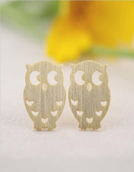 

2016 new fashion owl composite stud earrings women lovely earrings whole festival gift9971641, Golden;silver