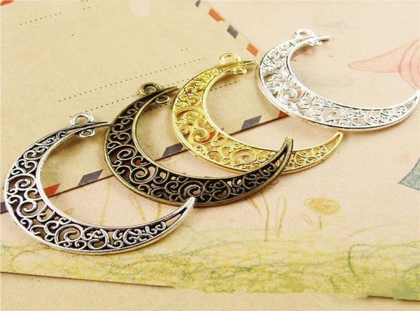 

antique silverantique bronzesilver platedgoldantique golden moon two loops pendant charmfinding diy accessory jewellery makin2766011, Bronze;silver