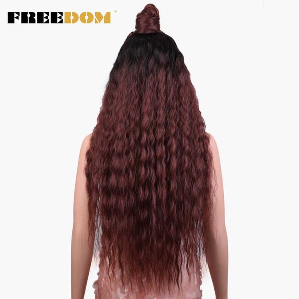 

nxy 13x7 synthetic lace front wigs for black women 30 inch long curly wavy lace front wig heat resistant lace wigs 230524, Black;brown