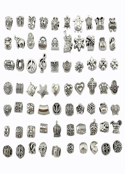 

bead mix style antique silver plated alloy big hole charms spacer beads fit pretty diy jewelry necklaces & pendants charms beads8830161, Black