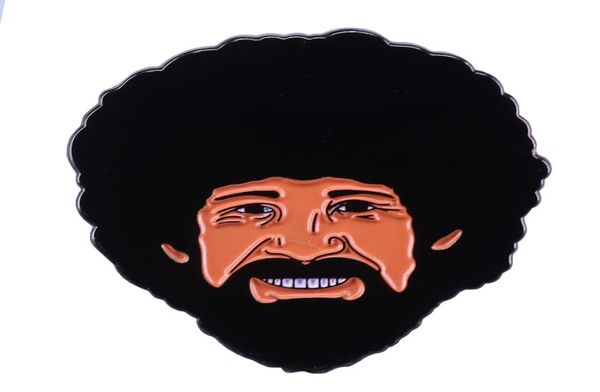 

happy bob ross enamel pin personalized painter artist jewelry1413943, Gray
