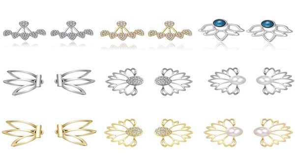 

turquoise crystal pearl lotus teardrop stud earring for women elegant silver gold plating earrings trendy party weddi8400180, Golden;silver