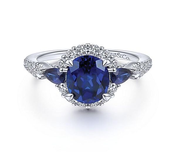 

fashionable 925 silver blue diamond female romantic engagement wedding ring size 6102149520, Slivery;golden