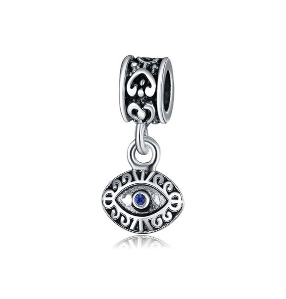 

fits bracelets 30pcs blue evil eye crystal dangle pendant charms beads silver charms bead for women diy european necklace jewelry6188833, Black