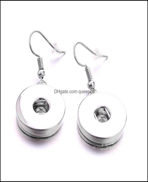 

dangle chandelier earrings jewelry simple sier plated 12mm 18mm snap button for women snaps buttons drop delivery 2021 qmkgw6686304, Silver