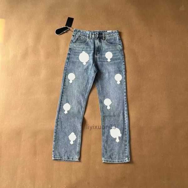 

2023 designer heart ch jeans for womens mens make old washed pants straight trousers letter prints woman man casual long style bottoms y0px, Blue