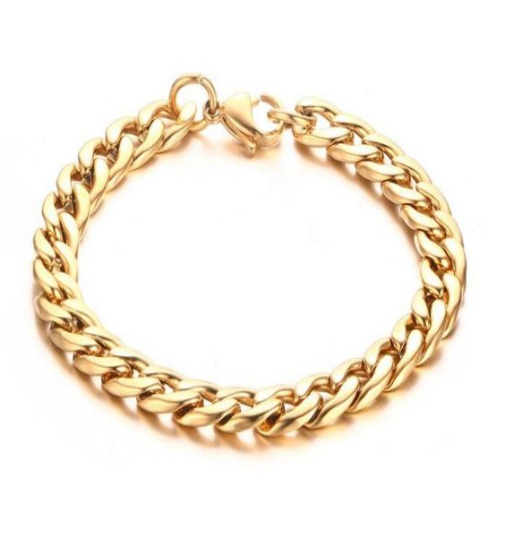 

mens stainless steel curb chain braceletgold plated215 cm03944957, Black