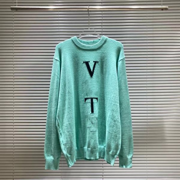 

23ss v new europe womens mens designer sweater retro classic men arm letter embroidery round neck comfortable jumper hoodie designer luxury, White;black