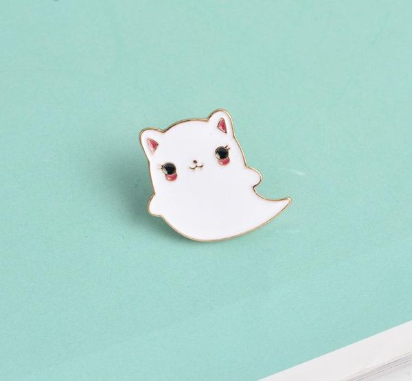 

personality enamel special brooch cat ghost white lapel badge gift for kids girl cute pretty pins6992153, Gray