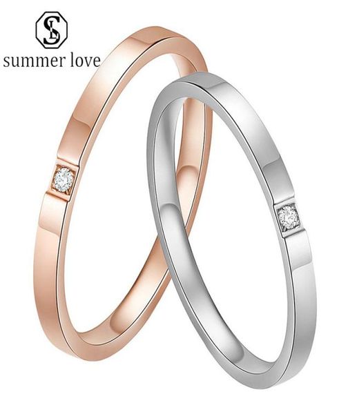 

fashion 2mm stainless steel band rings for women men pickable 49 size with single drill shiny sliver gold color couple rin2144737, Silver