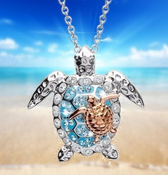 

pretty 925 sterling silver turtle necklace sea turtles mother baby pendant personality charm women jewelry6870825