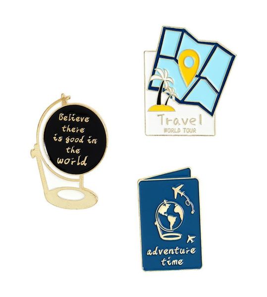 

globe book vintage enamel brooches pin for women fashion dress coat shirt demin metal brooch pins badges promotion gift 2021 new d4468740, Gray