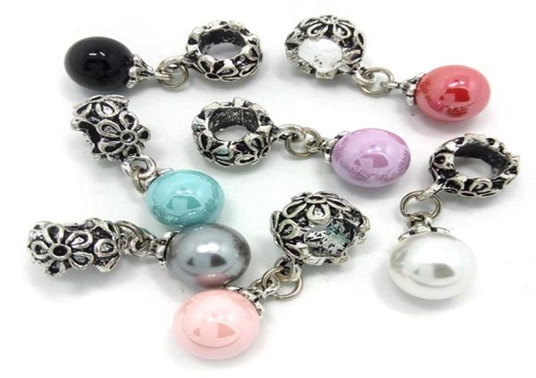 

brand new mix color pearl pendant big hole loose beads fit european bracelet and necklace jewelry diy1533545, Black