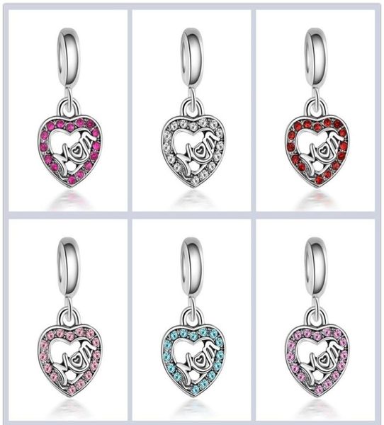 

fit charm bracelet european silver charms beads mom heart crystal crystal pendant diy chain for women bangle necklace jewelry5998051, Black