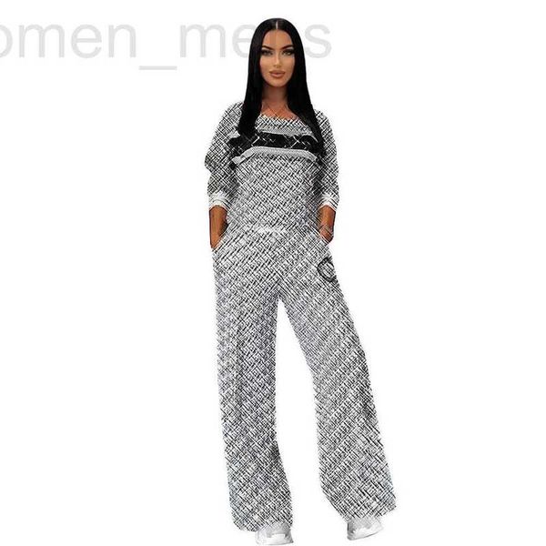 

women's two piece pants designer piesets fashion casual thread set long sleeve loose wide leg 8hag, White