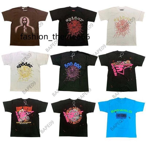 

mens womens designer t shirts sp5der young thug 555555 angel man t-shirt casual tees short sleeve hip hop streetwear tshirts, White;black