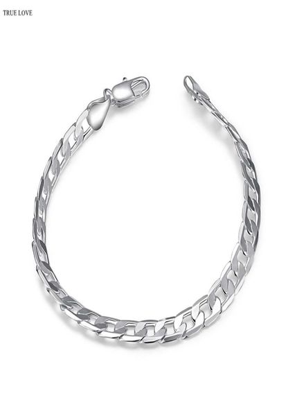 

fashion men039s jewelry 925 sterling silver plated 6mm figaro chain bracelet cool street style low whole 3910029, Black