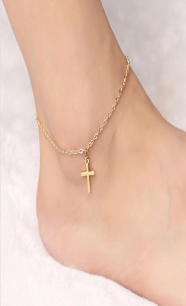 

selling feet in europe and the united states summer personality joker popular anklet simple cross anklet6901607, Red;blue