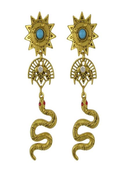 

2 colors trendy retro snake punk metal rhinestone party earrings9831887, Silver