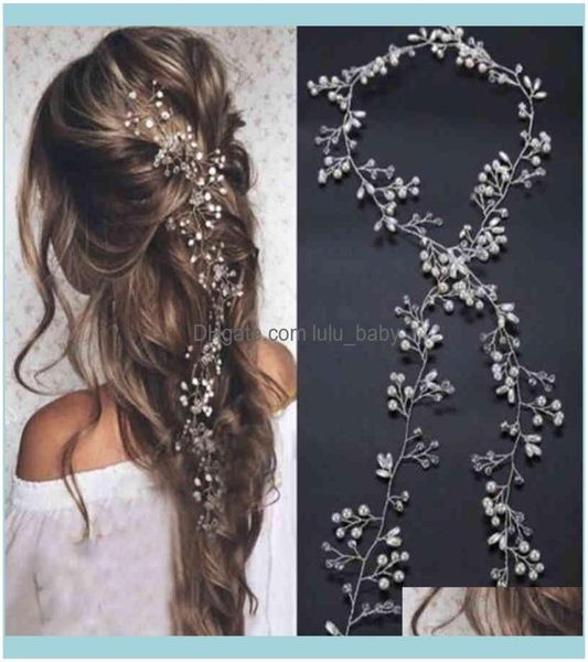 

headbands jewelrycrystal pearl bridal tiaras hairbands hairpins bridesmaid diamante hair vine aessories wedding jewelry 35cm headw4551469, Silver
