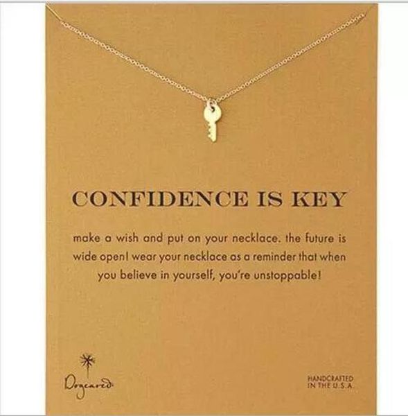 

dogeared necklace with keyconfidence is key silver and gold color no fade and 417576