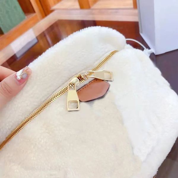 

waist bags bumbag fanny packs luxury men plush embroidered crossbody bag all match zipper pillow corduroy chest pack letter casual designer, Black;red