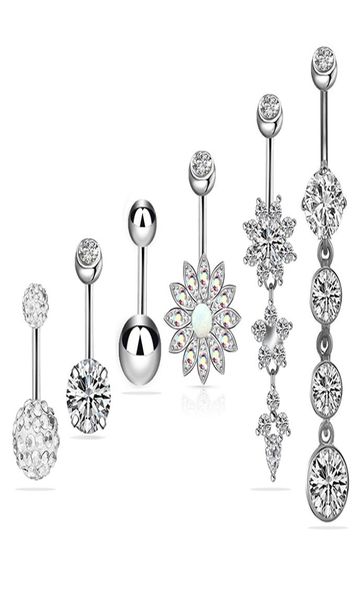 

new 6colors piercing body jewelry belly button navel rings dangle body piercing jewelry accessories charming rings bar4401000, Silver