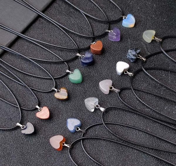 

irregular heart chakra pendant healing crystal stone quartz necklaces jewelry fashion women men energy pendants rope chain wholesa6004608, Silver