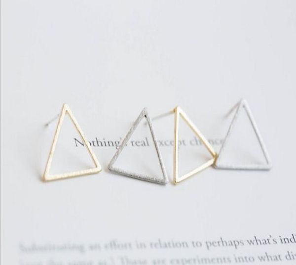 

in 2016 the triangle composite new fashion women stud earrings lovely earrings whole gift3113017, Golden;silver