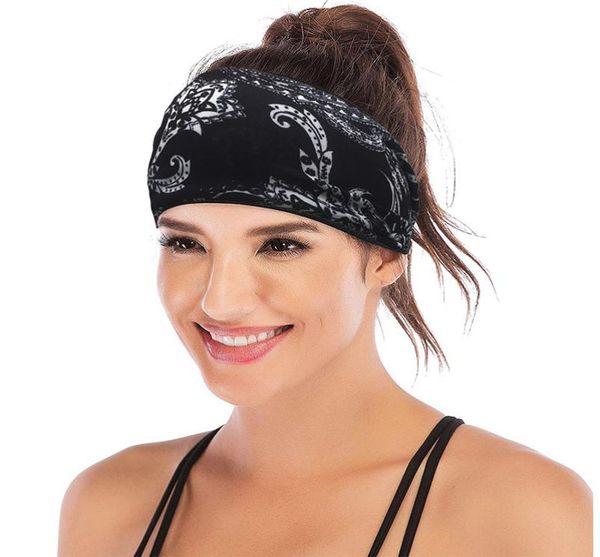 

dhl yoga headband sport elastic cotton fruits printed head bandage running sweat absorbing running gym scrunchy hair bands7970771, Silver