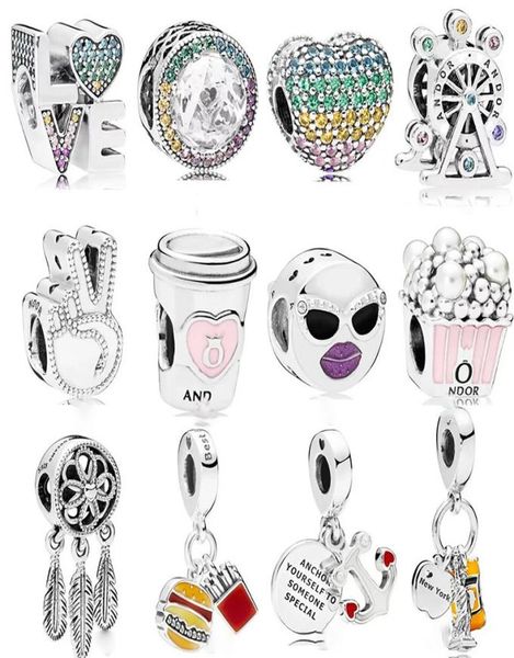 

925 sterling silver heart charm ferris wheel beads fit original 3mm bracelets diy pendant charm jewelry1352697, Black