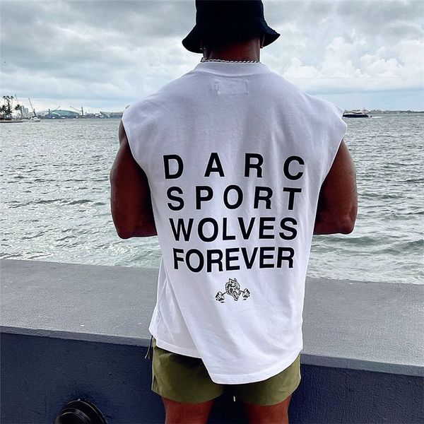 

men's tshirts men tanks oversized vest gym tank workout fitness bodybuilding sleeveless shirt male cotton undershirt sports 230707, White;black