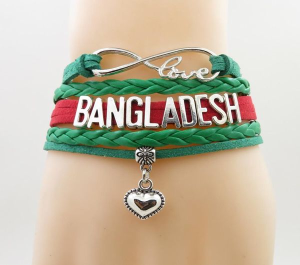 

infinity love bangladesh bracelet heart charm bangladesh national flag bracelets bangles for woman and man jewelry7801100, Golden;silver